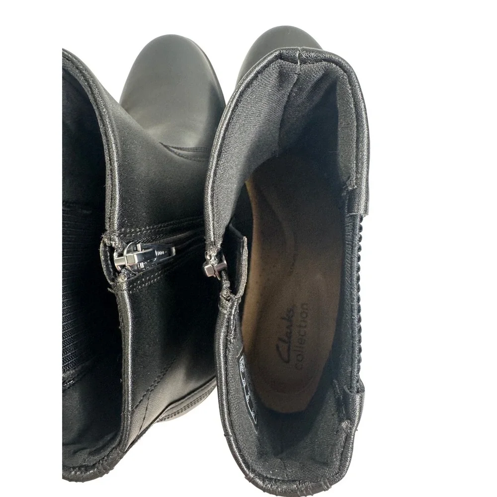 Clarks Suttyn Rae Black Leather Wedge Ankle Boots Womens 9 M‎ 261801384065